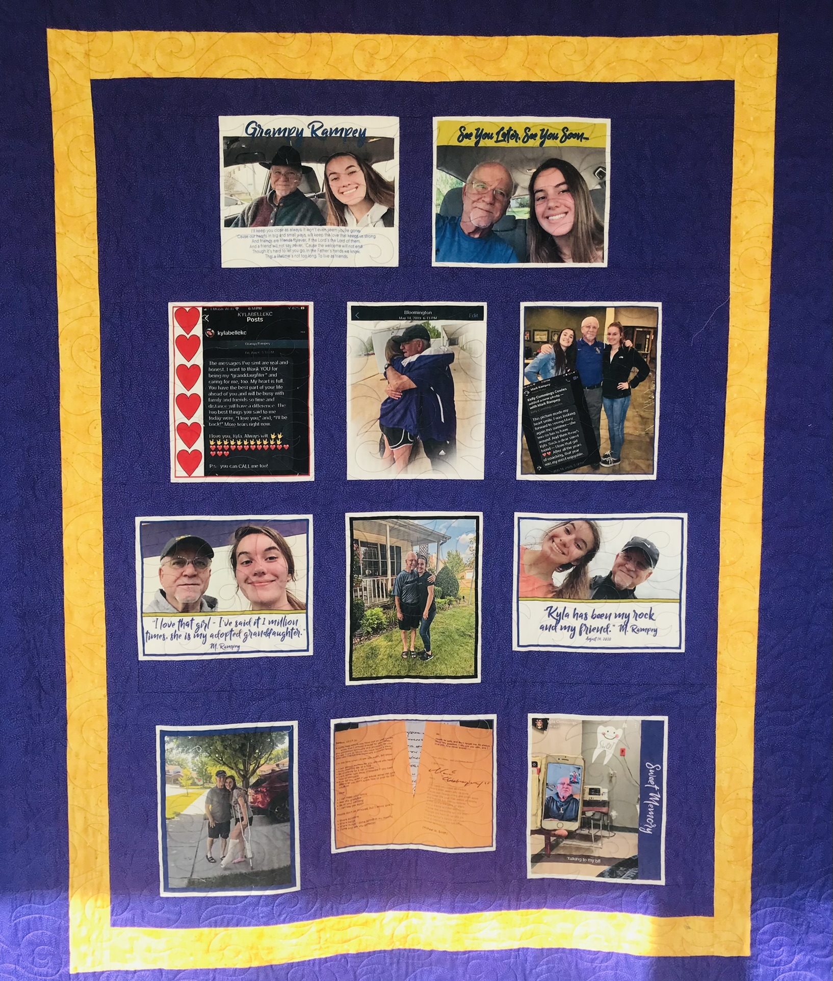 Photos on Back of Quilt
